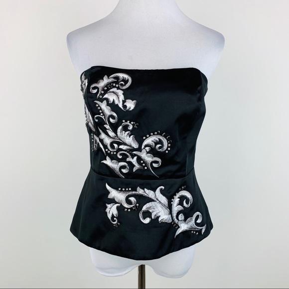White House Black Market Tops - White House Black Market embroidered strapless top